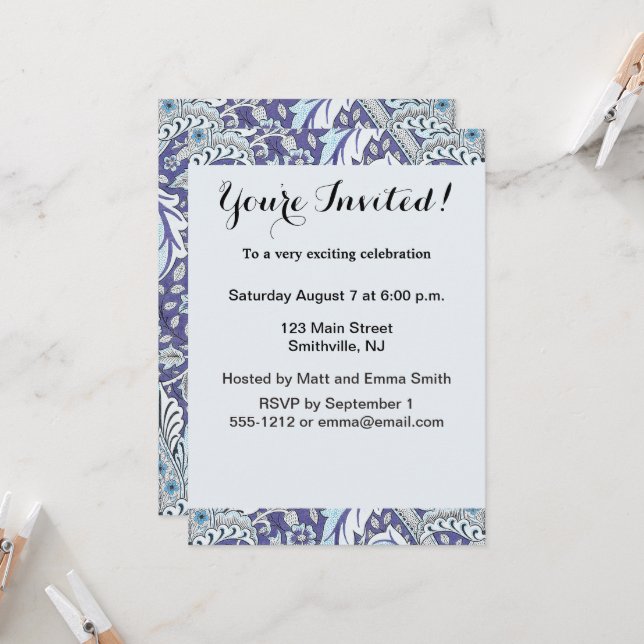 William Morris Windrush Blume Einladung (Vorderseite/Rückseite Beispiel)