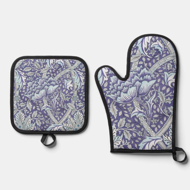 William Morris Windrush Blume Ofenhandschuh & Topflappen-Set (Vorderseite)