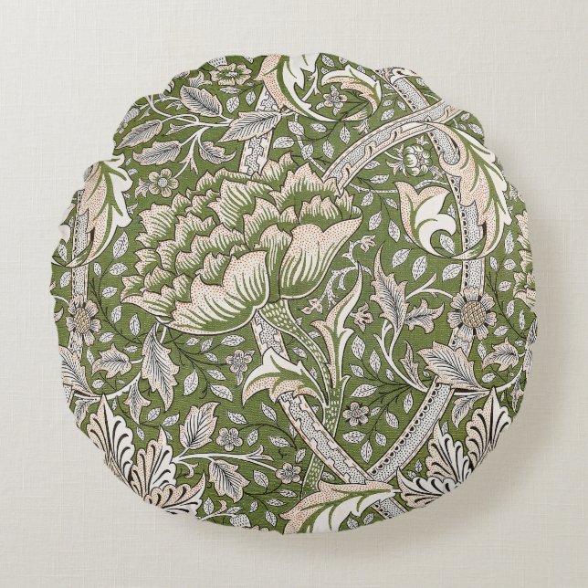 William Morris Windrush Blume Rundes Kissen (Vorderseite)