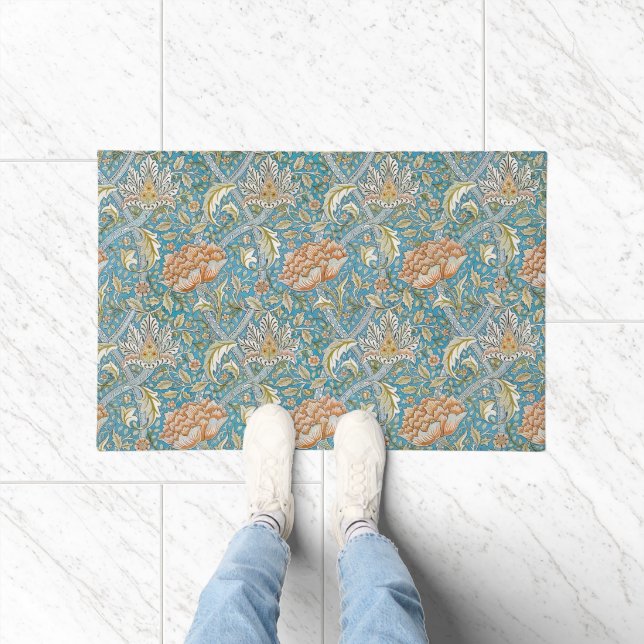 William Morris Windrush Blumengestaltung Blau Fußmatte (Indoor)