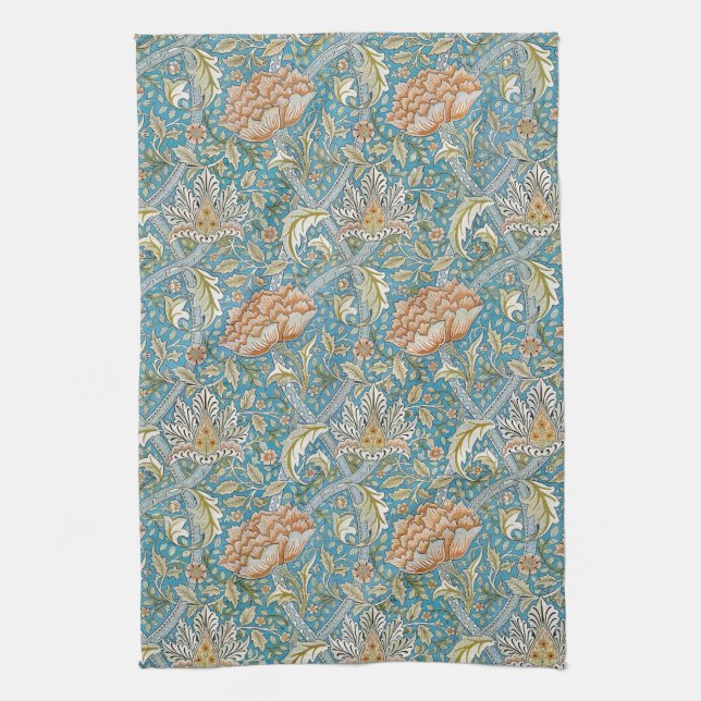 William Morris Windrush Blumengestaltung Blau Geschirrtuch (Vertikal)