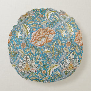 William Morris Windrush Blumenmuster Blau Rundes Kissen
