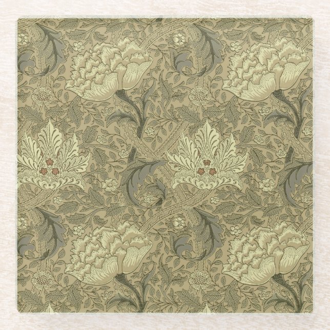 William Morris Windrush Wallpaper Pattern Glasuntersetzer (Vorderseite)