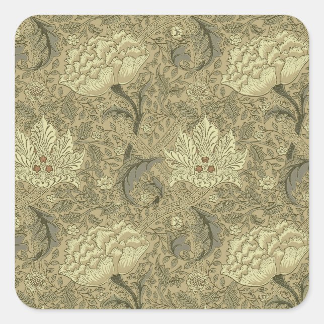 William Morris Windrush Wallpaper Pattern Quadratischer Aufkleber (Vorderseite)