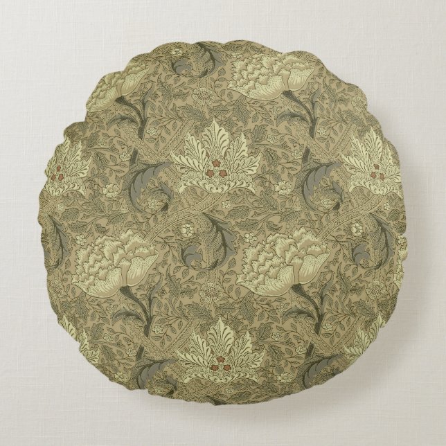 William Morris Windrush Wallpaper Pattern Rundes Kissen (Vorderseite)