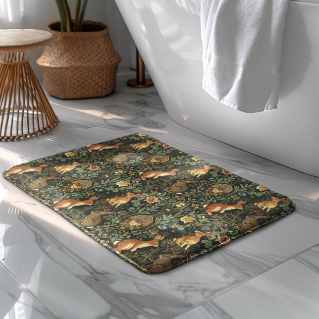 William Morris Woodland Floral Rabbits Weihnachten Badematte (Von Creator hochgeladen)