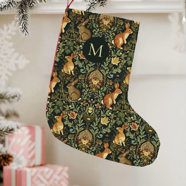 William Morris Woodland Floral Rabbits Weihnachten Kleiner Weihnachtsstrumpf (Von Creator hochgeladen)