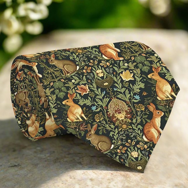 William Morris Woodland Floral Rabbits Weihnachten Krawatte (Von Creator hochgeladen)