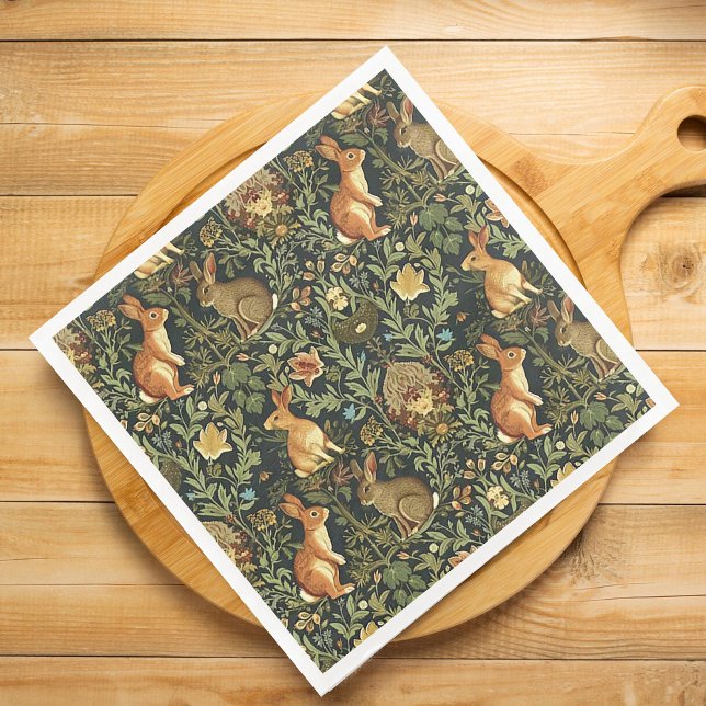 William Morris Woodland Floral Rabbits Weihnachten Serviette (Von Creator hochgeladen)