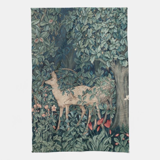 William Morris Woodland Tapestry Deer Stag Geschirrtuch (Vertikal)