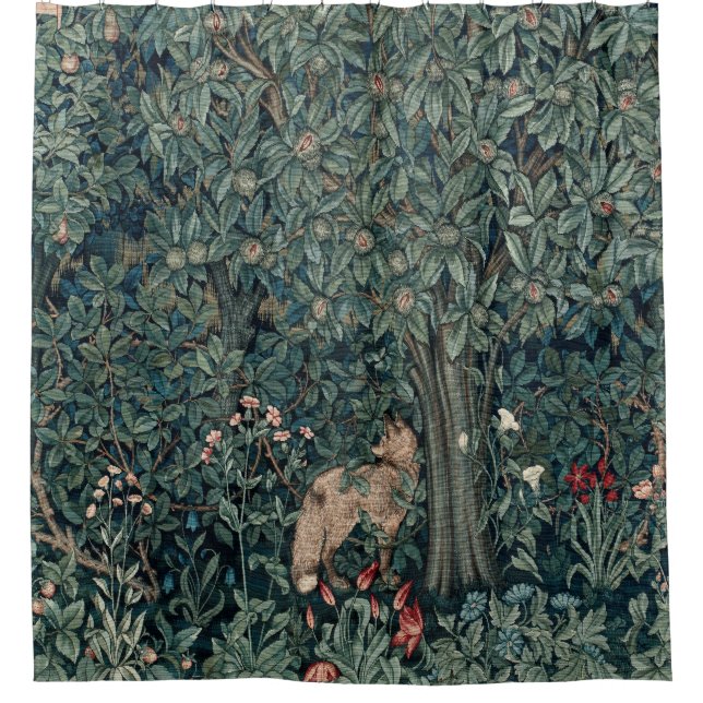 William Morris Woodland Tapestry Fox Duschvorhang (Vorderseite)