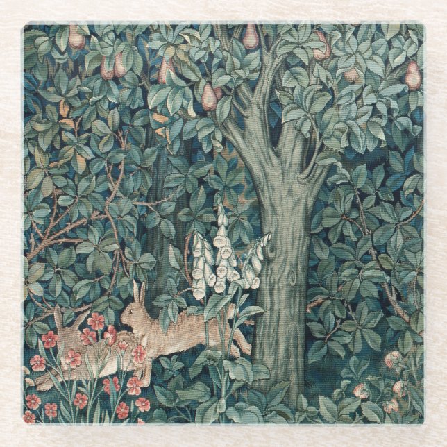 William Morris Woodland Tapestry Rabbits Glasuntersetzer (Vorderseite)