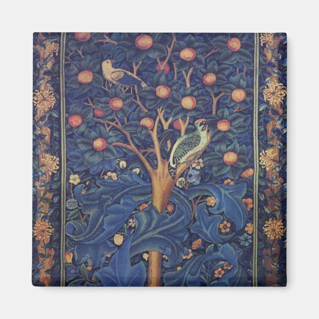 William Morris Woodpecker Tapester Birds Floral Magnet (Vorne)
