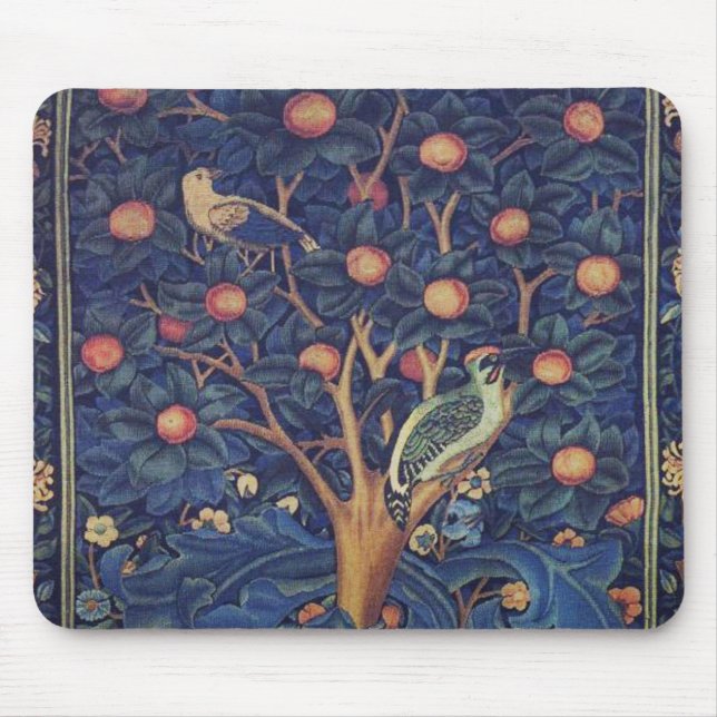 William Morris Woodpecker Tapester Birds Floral Mousepad (Vorne)