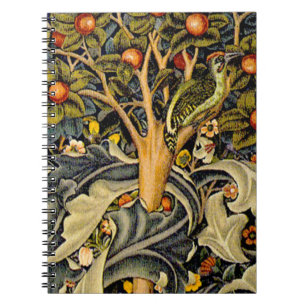 William Morris Woodpecker Tapester Birds Floral Notizblock