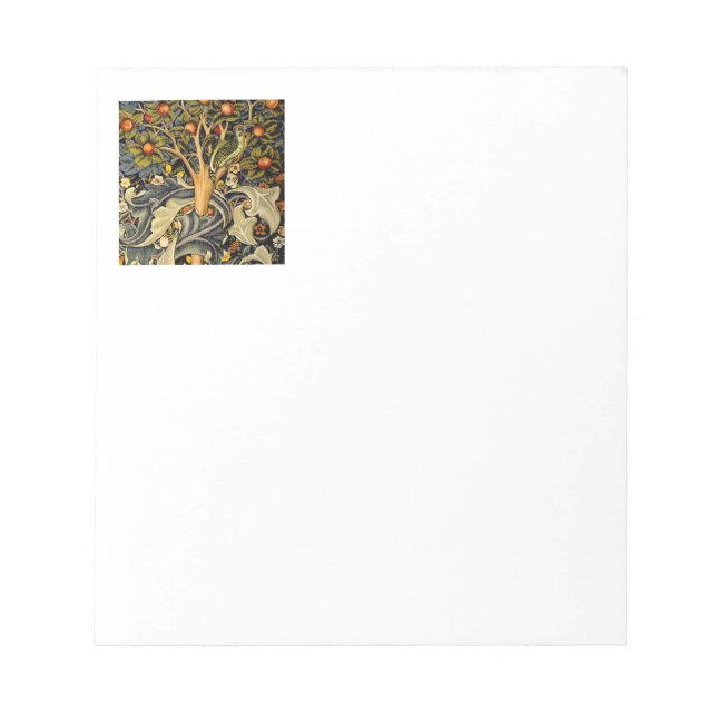 William Morris Woodpecker Tapester Birds Floral Notizblock (Vorderseite)