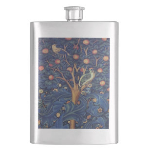 William Morris Woodpecker Tapestes Arts & Crafts Flachmann