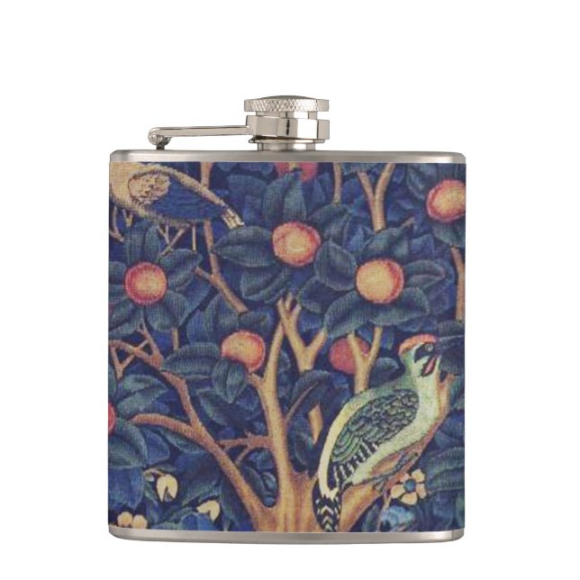 William Morris Woodpecker Tapestes Arts & Crafts Flachmann (Vorderseite)