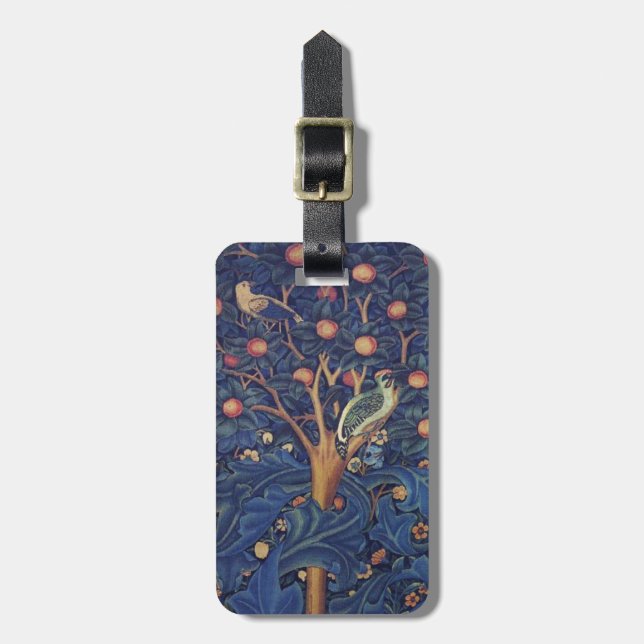 William Morris Woodpecker Tapestes Arts & Crafts Gepäckanhänger (Vorderseite vertikal)