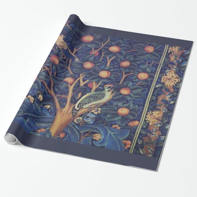William Morris Woodpecker Tapestes Arts & Crafts Geschenkpapier (Ungerollt)