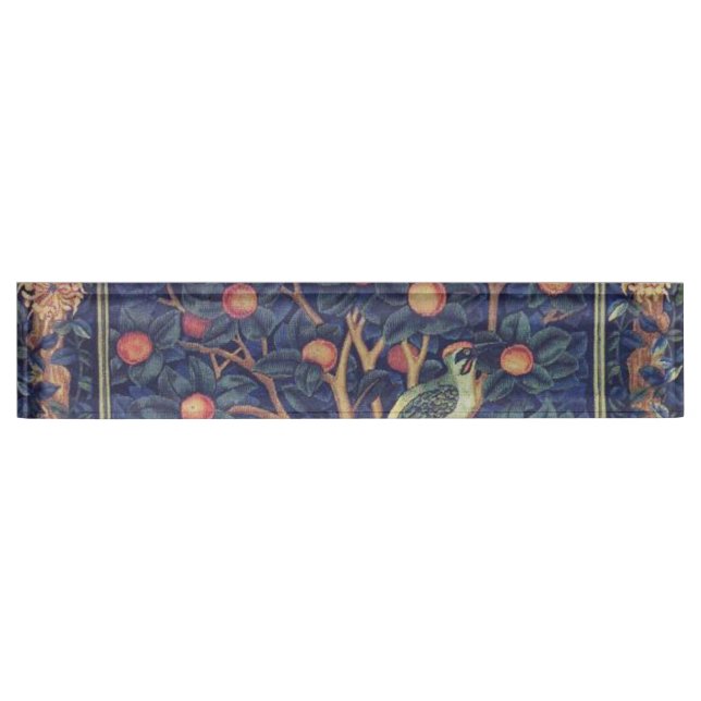William Morris Woodpecker Tapestes Arts & Crafts Namensplakette (Vorderseite)