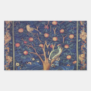 William Morris Woodpecker Tapestes Arts & Crafts Rechteckiger Aufkleber