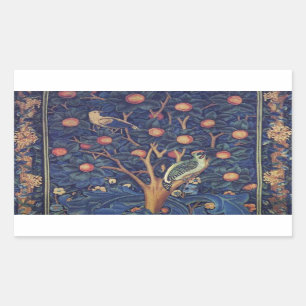 William Morris Woodpecker Tapestes Arts & Crafts Rechteckiger Aufkleber
