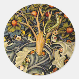 William Morris Woodpecker Tapestes Arts & Crafts Runder Aufkleber