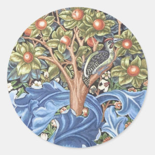 William Morris Woodpecker Tapestes Floral Vintag Runder Aufkleber