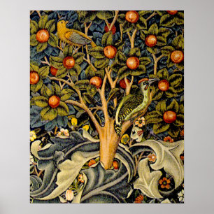 William Morris Woodpecker-Tapete Vögel Floral Poster