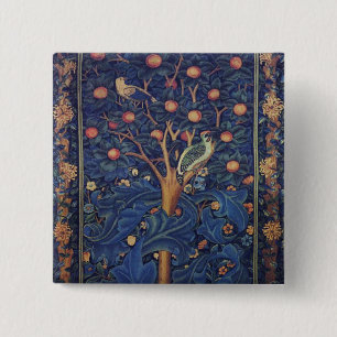 William Morris Woodpecker-Teppich Blau-Design Button