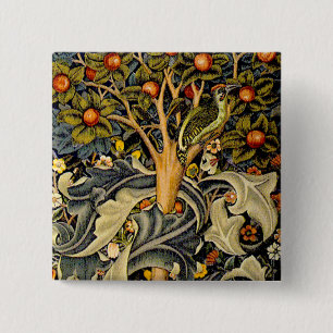 William Morris Woodpecker-Teppich Blau-Design Button