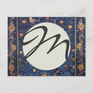 William Morris Woodpecker-Teppich Blau-Design Postkarte