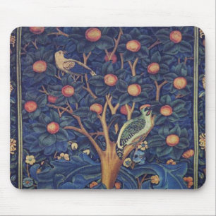 William Morris Woodpecker-Teppich Vögel Floral Mousepad