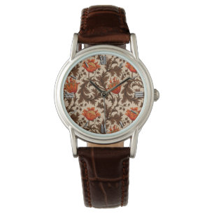 William Morrisanemone, -BEIGE, -brown und -rost Armbanduhr