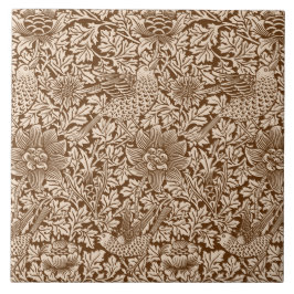 William Morris'Bird and Anemone in Brown Fliese