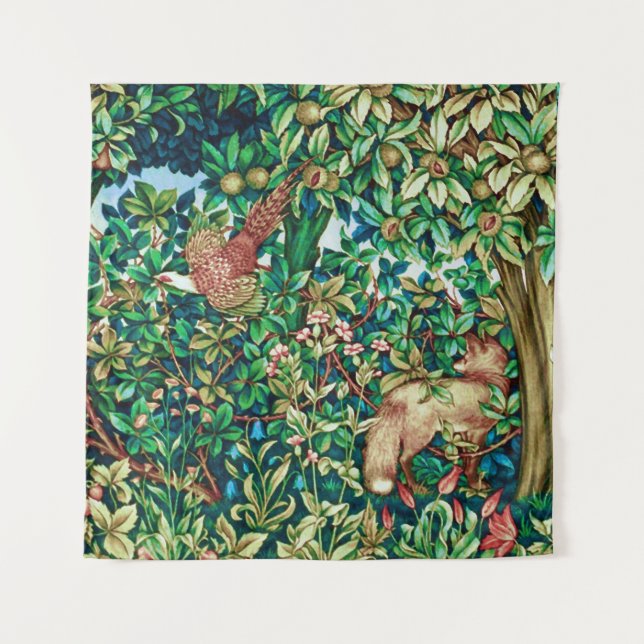 William MorrisFox und Fasan-Tapisserie-Druck Wandteppich (Vorderseite)