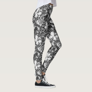 William Morrisiris und -lilie, Schwarzweiss Leggings