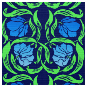 William MorrisPimpernel, Kobalt-Blau und Grün Stoff