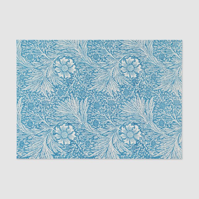 William Morris's Marigold Blue White Pattern Seidenpapier (Vorderseite)