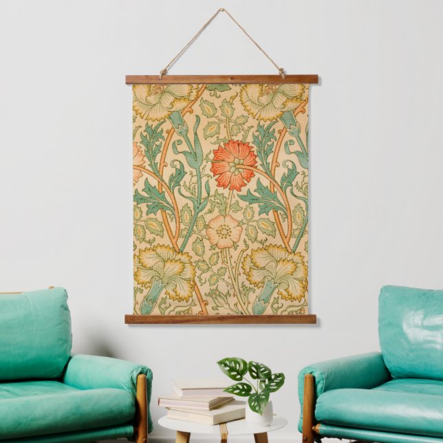 William Morris's Pink und Rose Wandteppich Mit Holzrahmen (Wohnzimmer)