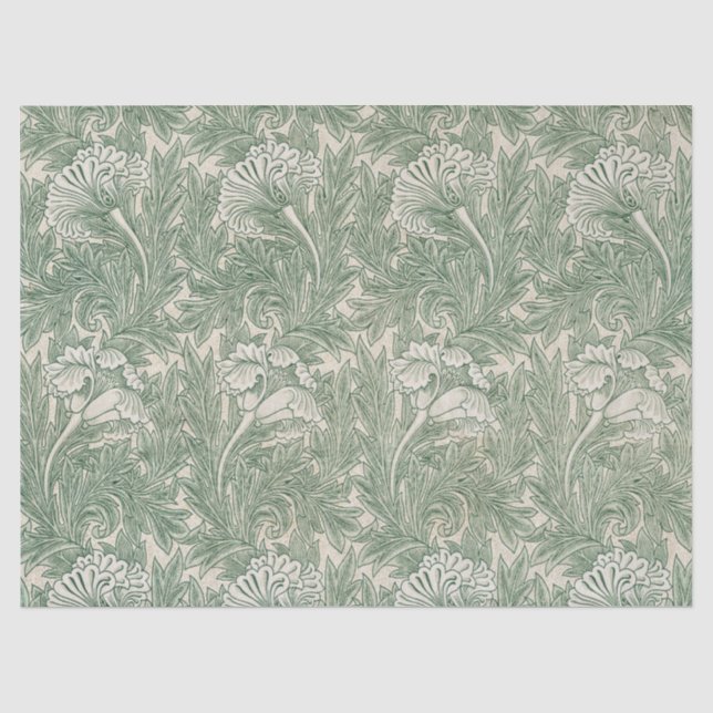 William Morris's Tulip Pattern Green Art Seidenpapier (Vorderseite)