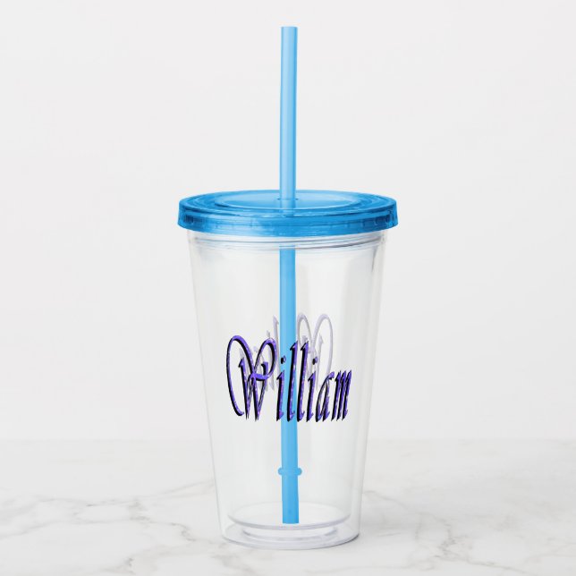 William Name in Blue Sparkle, Acryltrinkbecher (Vorderseite)
