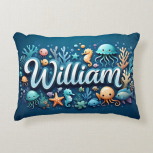 William Name Ocean Theme Decorative Sea Life Dekokissen