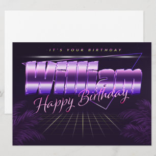 William Name Vorname lila retro Karte Geburtstag