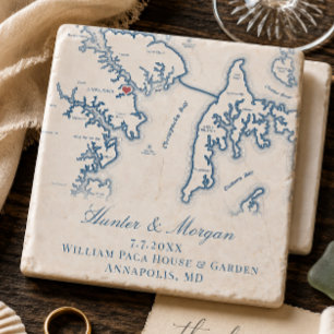 William Paca House Hochzeit Annapolis MD Karte Steinuntersetzer