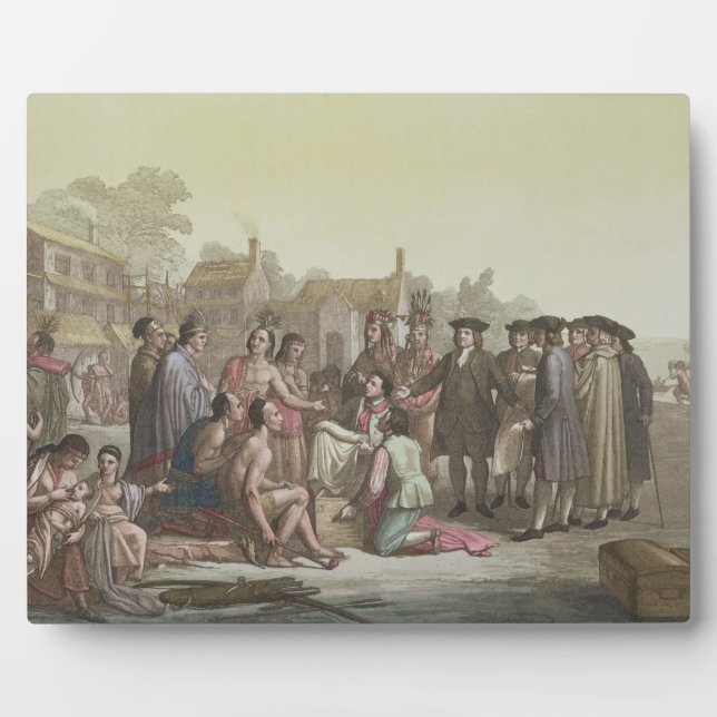 William Penn verhandelt über den Vertrag, der zu Fotoplatte (Vorderseite)