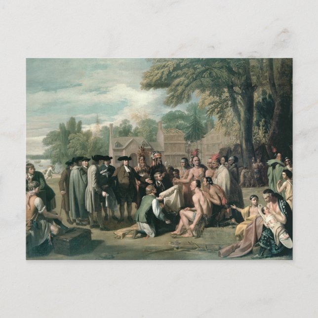 William Penn's Agreement mit den Amerikanischen Ur Postkarte (Vorderseite)