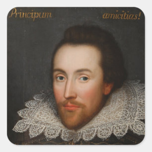 William Shakespeare Cobbe Portrait um 1610 Quadratischer Aufkleber