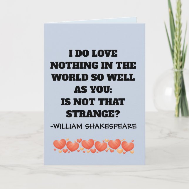 WILLIAM SHAKESPEARE I LIEBE YOU ROMANTIC CARDS KARTE (Vorderseite)